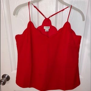 J. Crew red scalloped cami top new